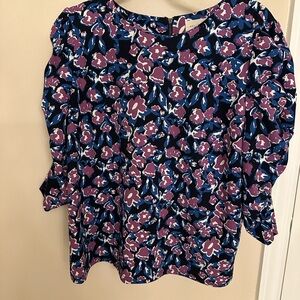 MELLODAY Blue and Purple Floral Top size XL